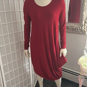Elegant Red Long Sleeve Dress Sz M